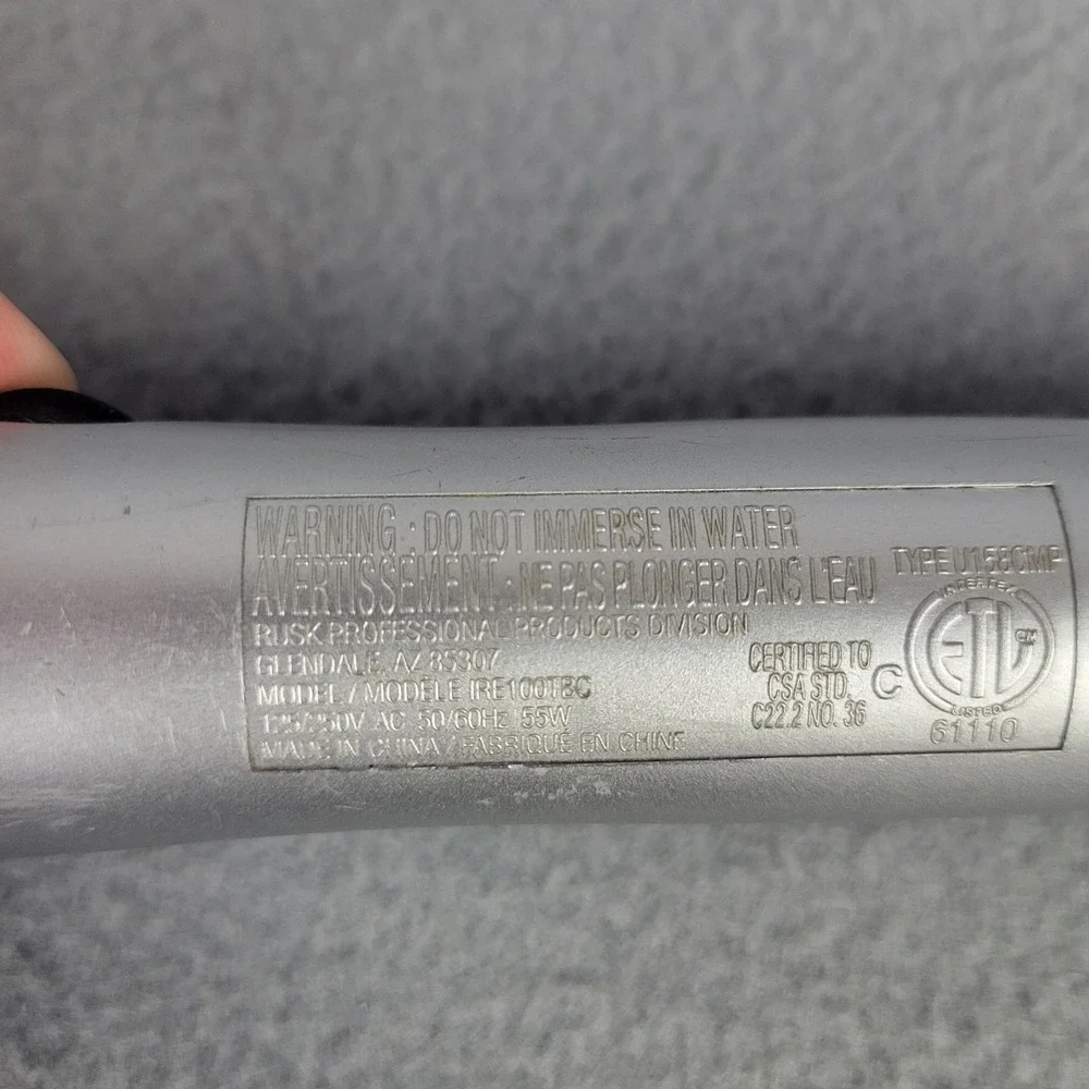 Rusk Professional Tapered Curling Wand Silver Black IRE100TBC 30‎ Heat Settings